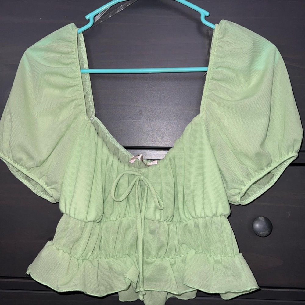 Medium blue blush boutique crop top